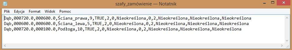 przykładowa lista formatek wyeksportowana do pliku DDK 3.