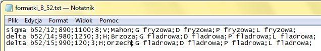 8. Tworzenie plików tekstowych do zaimportowania Aby przygotować plik tekstowy (TXT lub CSV) z listą formatek i ich specyfikacją, należy otworzyć dowolny edytor plików tekstowych.