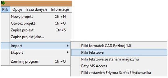 Dane formatek należy wprowadzić w następującej kolejności: nazwa formatki; długość; szerokość; ilość formatek; Rys.