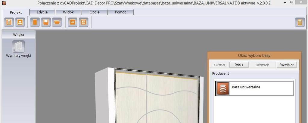 9. Współpraca z Modułem Szaf Wnękowych CAD Rozkrój został wyposażony w opcje importowania zleceń z dodatkowego Modułu Szaf Wnękowych, w którym użytkownicy programów CAD Decor PRO, CAD Kuchnie i CAD