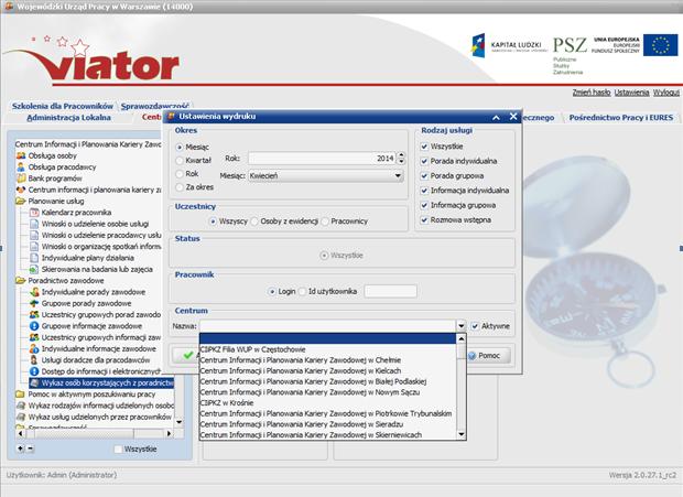 2.4 Wprowadzono mechanizm sortowana względem WUP u oraz nazwy CIPKZ w liście wyboru CIPKZ udostępnianej przy drukowaniu Wykazów.