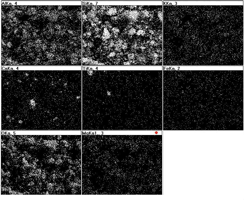 1 2 Rys. 9. Mikrofotografi a SEM wraz z analiz EDS (w punktach 1 i 2) oraz map rozk adu pierwiastków próbki szarozielonych przerostów wyst puj cych w ile Wo niki.