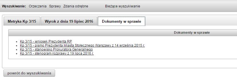 Dokumenty w sprawie Możliwość uzyskania informacji o innych