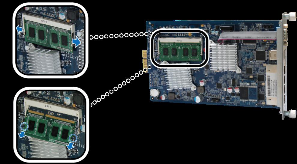 Usuwanie modułu pamięci RAM z serwera RackStation 1 Wykonaj kroki 1 2 z sekcji Instalowanie