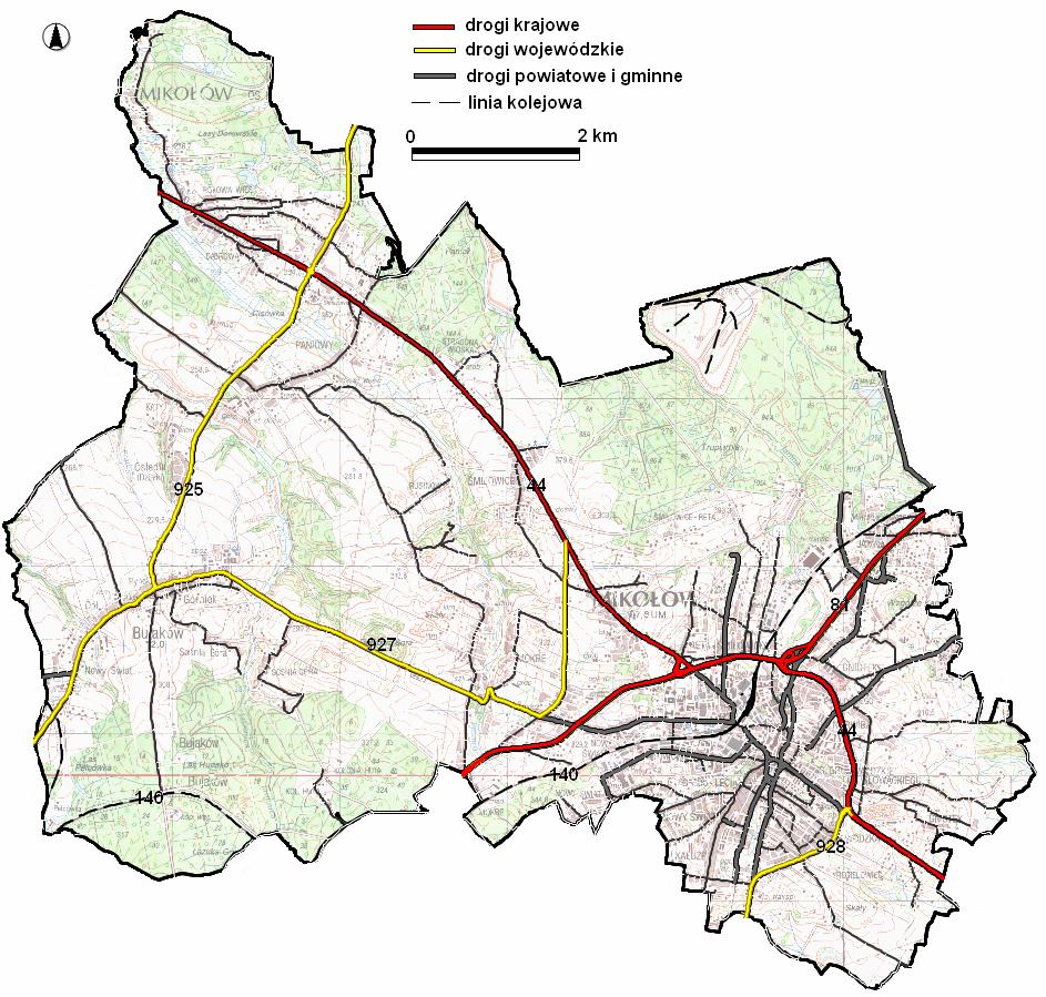 4 INFARSTRUKTURA 4.1 KOMUNIKACJA Drogi Sieć drogową gminy tworzą drogi krajowe, wojewódzkie, powiatowe, gminne, lokalne i dojazdowe.