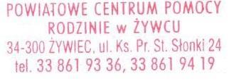 Załącznik nr 1 do Zarządzenia Kierownika PCPR w Żywcu Nr 17/2015 z dnia 21 lipca 2015r.