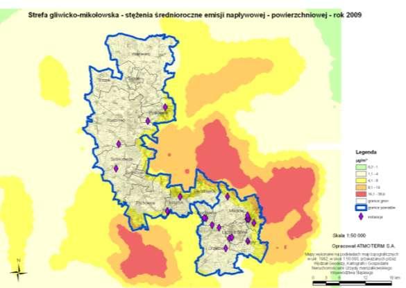 Rozkład podstawowych parametrów związanych z przekroczeniami stężeń 24 - godzinnych pyłu zawieszonego PM10 w 2009 roku na stacji pomiarowej w Knurowie 44 dni z przekroczeniami 20% 64% 16% 0% 20% 40%