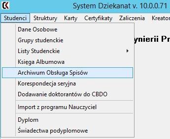 Przekazywanie teczek studentów do Archiwum.