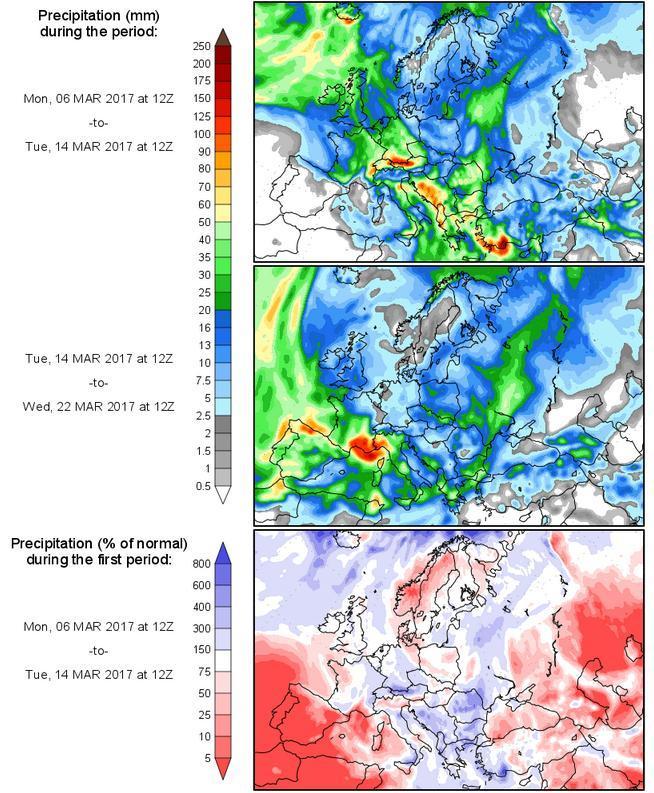 Strona 6 z 8 Przebieg warunków pogodowych w Polsce w lutym 2017 Odchylenie wielkości opadów