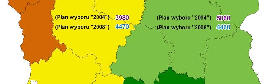 ramach Polskiego FADN wg 4 regionów Źródło: Rozporządzenia Komisji: