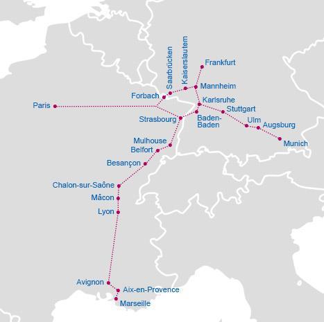 1.5. LGV Rhône-Alpes (LN4) Linia biegnąca pomiędzy Lyonem a Valence (115 km): będąca południowym przedłużeniem LGV Sud-Est w kierunku Marsylii. Umożliwiła ominięcie centrum miasta Lyonu.