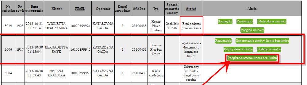 Rysunek 45: Odznaczenie podpisania umowy konta bez limitu 11.