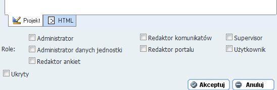 Podczas tworzenia nowych stron oraz edycji już istniejących redaktor może ograniczyć dostęp do nich jedynie dla zalogowanych użytkowników wybranej grupy, np. dyrektorów jednostek oświatowych.