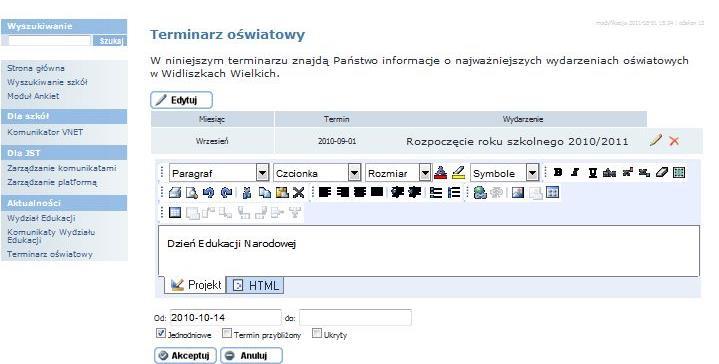 Tworzenie strony wykazu dokumentów Strona wykazu dokumentów składa się podobnie, jak strona