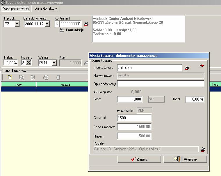 Dlatego musimy w module FK w Tabeli stawek podatkowych podatku należnego zdefiniować nową stawkę lub kilka stawek w zależności od potrzeb i