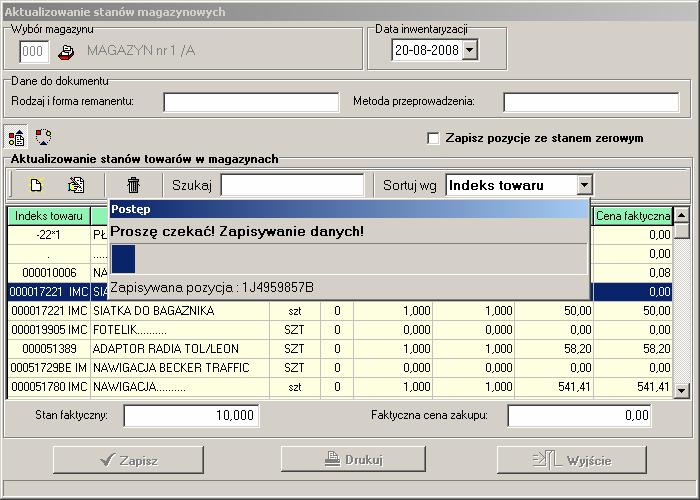 VinCent - moduł GM Rysunek 175. Wprowadzanie inwentaryzacji zapis danych.