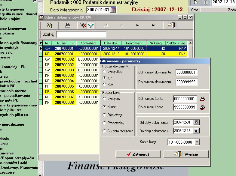 VinCent - moduł GM Jeżeli dokumentów KP/KW jest bardzo dużo w odpisach i trudno poruszać się w tak dużym zbiorze danych możesz ograniczyć liczbę widocznych dokumentów używając filtrów. Rysunek 202.