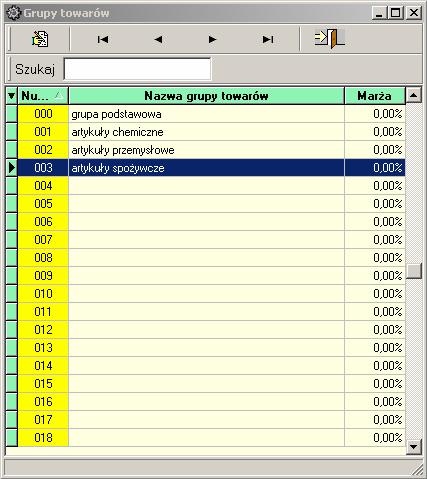 VinCent - moduł GM Rysunek 59. Grupy towarów. Numer Nazwa magazynu Marża Trzycyfrowy numer grupy Opis grupy. Pole nieaktywne w tej wersji programu 12.13 Drukowanie listy grup towarów.
