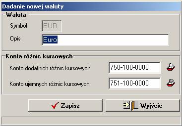 VinCent - moduł GM 12.17 Kursy walut. Tutaj definiujesz waluty i ich kursy. Dostępne klawisze: lub lub Definiowanie nowej waluty. Modyfikacja (edycja już istniejącej) stawki.