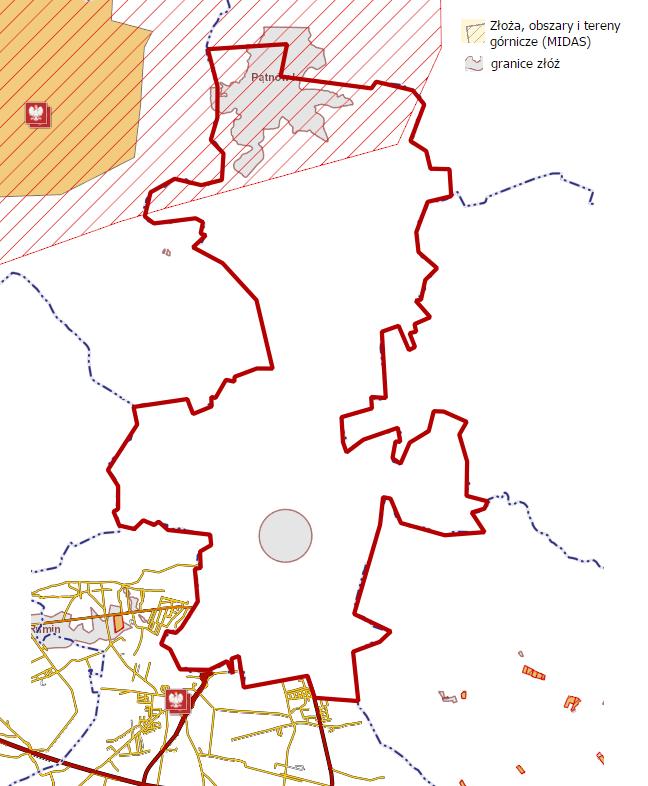 Rycina 11. Położenie złóż kopalin w granicach miasta Konina Źródło: System Informacji Przestrzennej, Starostwo Powiatowe w Koninie, http://koninski.e-mapa.net 4.6.