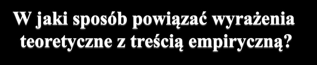 Definiowanie pojęć teoretycznych przez obserwacyjne analogia do definiowania złożonych pojęć matematycznych przez proste aksjomaty Terminy