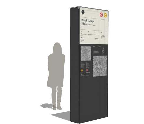 21 Kraków: System Informacji Miejskiej Tablica informacyjna wolnostojąca (totem): detal Listę Świaa UNESCO d Heritage Obszar wpisany na Listę Światowego Dziedzictwa UNESCO Area entered to the World