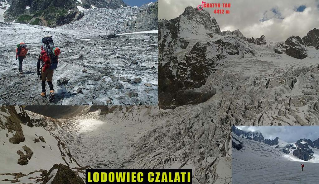 Podejście pod północną ścianę Czatyn-tau prowadzi przez 4 progi lodowca Czalati. Na odcinku ok. 10 km pokonuje się przewyższenie ok. 1850 m.