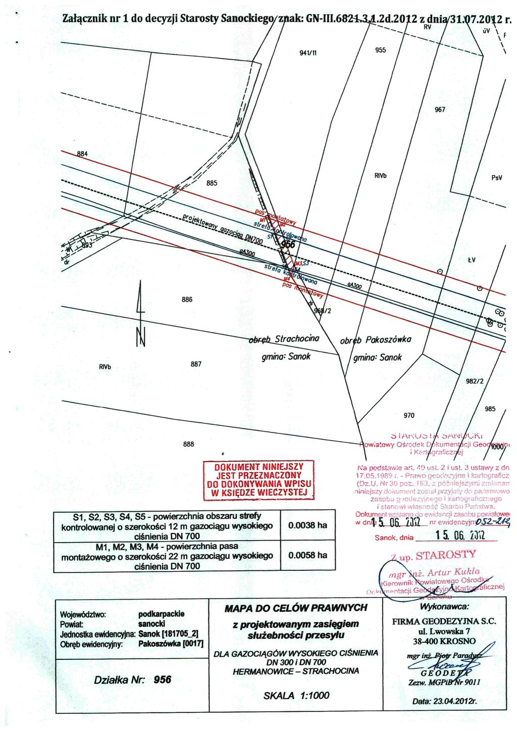 Załącznik nr 1 do decyzji Starosty Sanockiego z ak: GN-III.