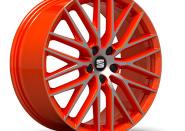 PERFORMANCE ORANGE w kolorze pomarańczowym z oponami Pirelli P Zero 225/35 88Y 33 - - - - 6955-19-calowe felgi aluminiowe SEAT Sport Line PERFORMANCE RED w kolorze czerwonym z oponami Pirelli P Zero