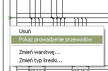 Wybrać z menu polecenie Pokaż prowadzenie przewodów Wyświetli się lista