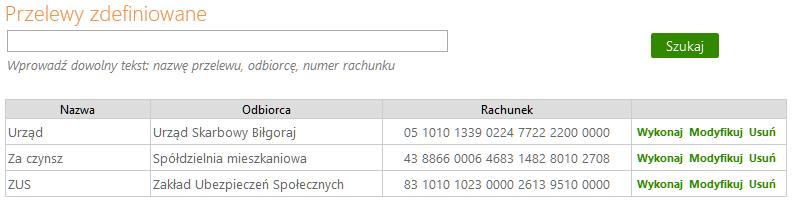 Szczegółowe dane dotyczące kursów walut są dostępne po naciśnięciu tekstu Tabeli kusów walut. W polu Tytuł w obszarze Szczegóły operacji należy podać opis przelewu.