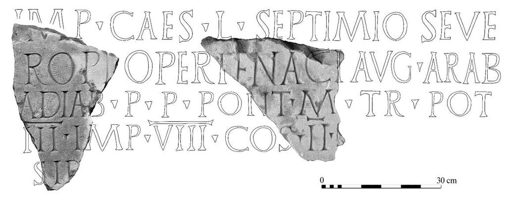 A NEW DEDICAToRy INSCRIPTIoN FRoM NovAE (MoESIA INFERIoR) Fig. 5. Reconstructed text of the dedication to Septimius Severus (A. Tomas). Ryc. 5. Rekonstrukcja tekstu dedykacji dla Septymiusza Sewera.