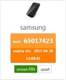 UWAGA: Ważność kodu jest ograniczona czasowo (czas podany w powyższym komunikacie). Po przekroczeniu tego czasu kod będzie nieaktywny.