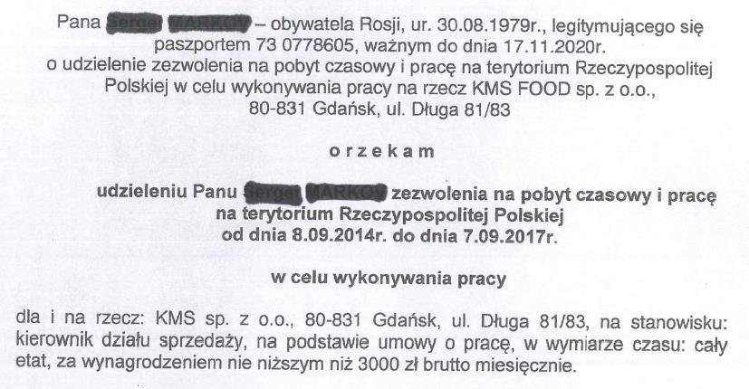 Decyzja wojewody zezwalająca na pobyt czasowy i