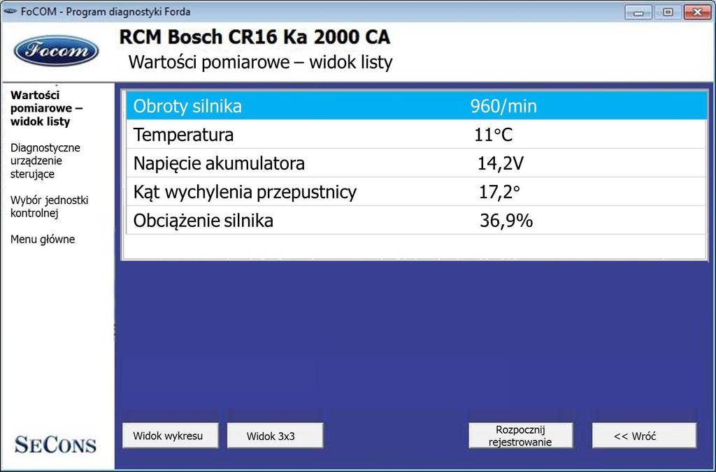 Rys. 6 - program FoCOM - funkcja "Bloki pomiarowe". Gerantz Polska s.