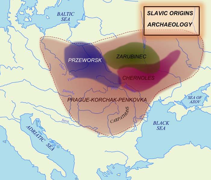 Tiu etnogenezo disvolviĝis en la arbaroj inter la Balta Maro kaj la stepoj norde de la Nigra Maro: Plej proksimaj al ili estis la popoloj de la balta lingvogrupo, kiu ŝrumpis de antaŭa grandega areo