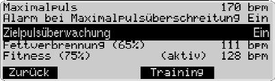 Wysokość profilu programu zależy od Państwa pulsu maksymalnego, wprowadzonego przez Państwa w menu Vorgaben > Pulsvorgaben. W przypadku braku danych zakłada się wiek 50 lat i puls maksymalny 170. 2.