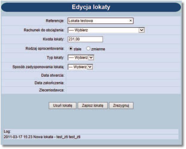 Rozdział 12 Lokaty 12.4. Edycja/Usunięcie dyspozycji lokaty Użytkownik ma możliwość edycji oraz usunięcia dyspozycji lokaty.