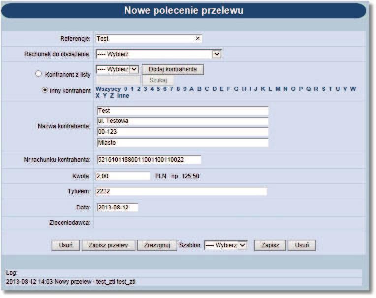 Rozdział 11 Przelewy 11.15. Import przelewów Wprowadzone przelewy do programu księgowego można w łatwy sposób zaimportować. Pliki do importu mają ściśle określony format.