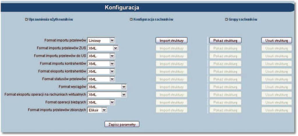 Rozdział 15 Konfiguracja Wszystkie dostępne w aplikacji formaty to:! XML! Eliksir! Termit! Liniowy! VideoTel! Płatnik!