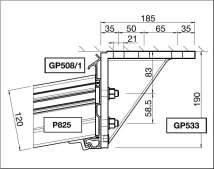 Model GP5300, z cofniętą poprzeczką, nie posiada rynny - woda ścieka z dachu bezpośrednio na podłoże. Pergola zaprojektowana do stosowania w Europie Centralnej, na wysokości do 700 m 