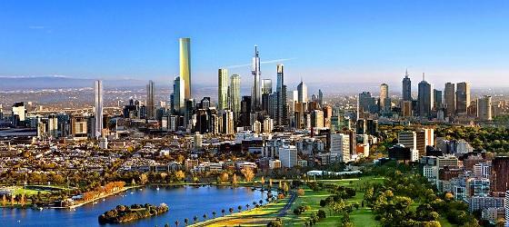 Miasta Melbourne *stolica i największe miasto stanu Wiktoria oraz drugie pod względem wielkości w Australii (po Sydney), zamieszkane przez ok.