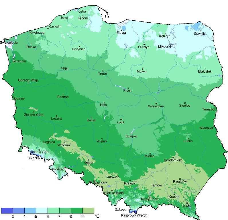 1 Mapa pokrywy śnieżnej w marcu 2013 r. Tab. 4.