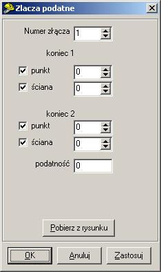 Dokumentacja techniczna: Dane konstrukcji 5. W okienku należy podać następujące parametry: e. Numer złącza oznacza numer, jaki zostanie nadany wprowadzanemu złączu.