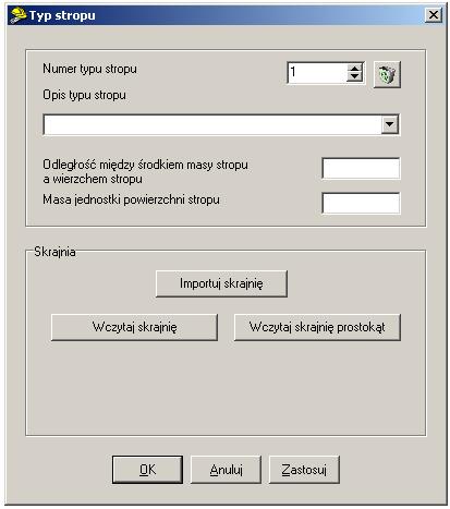 Dokumentacja techniczna: Dynamika 1 2 3 4 5 6 7 8 9 10 11 Znaczenie poszczególnych pól jest następujące: 1. Numer typu stropu numer typu stropu (liczba z przedziału 1.