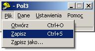 Dokumentacja techniczna: Zapisywanie i odczytywanie projektu 1. W głównym menu programu POL wybrać pozycję Plik, a następnie Zapisz 2.