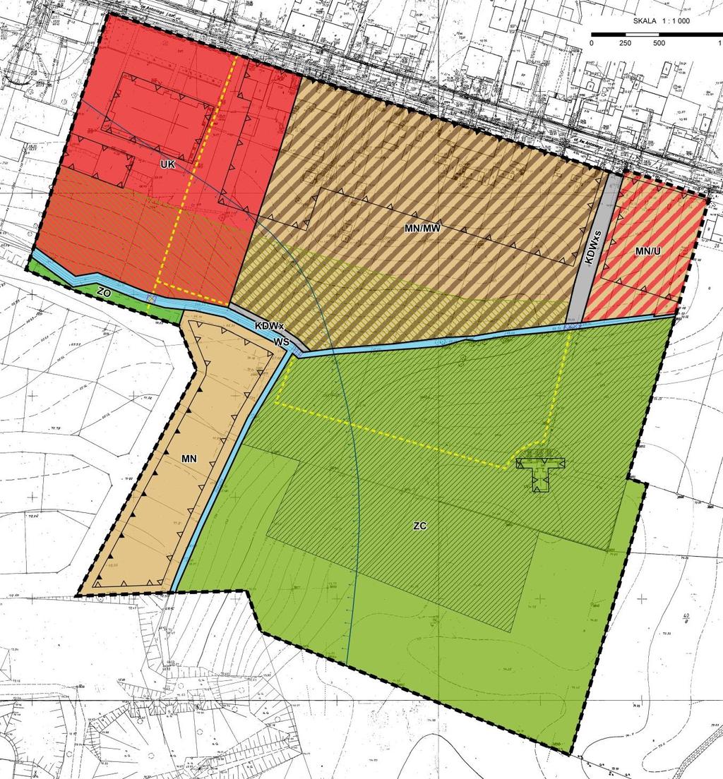 Projekt mpzp rejonu Minikowa, część A1 w Poznaniu Dla terenu UK w projekcie planu ustala się: 1) powierzchnię zabudowy nie większą niż 25% działki budowlanej; 2) powierzchnię biologicznie czynną nie