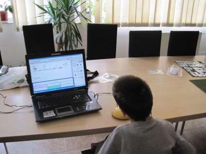 Boy with cerebral palsy Making choices and