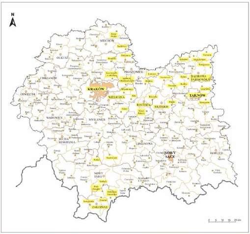 bocheńskim i miechowskim, a także w Krakowie Kraków Wschód (odwierty wykonywane na os. Wyciąże). Zasoby gorącej wody wynoszą ok. miliard metrów sześciennych, a wydajność do 800 m 3 /h. Rys.