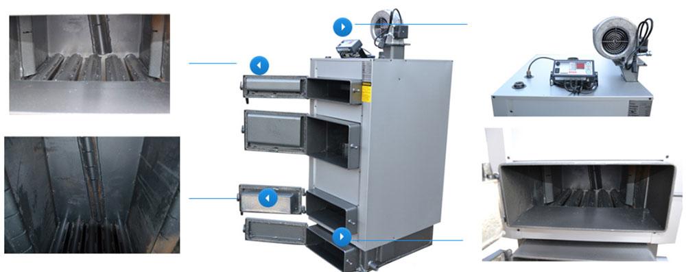 fot. Z.P.H.U Pleszewskie Kotły Konstrukcja pieca jest bardzo przyjazna w obsłudze dzięki sporym drzwiczkom i wsypom, które nie wymagają rozdrabniania opału.
